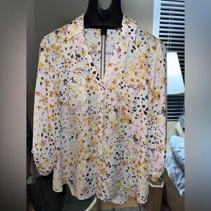 Iz Byer Floral Print Blouse - Pink, Yellow, Black